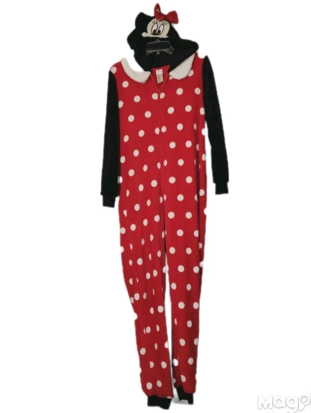 Disney Women's Minnie Mouse One Piece PJ Pajama Hooded Fleece M 8-10 Cosplay - Picture 3 of 14